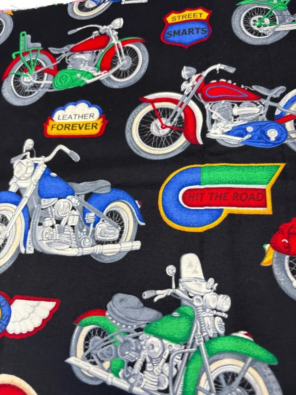 Cranston Motorcycle-Themed Cotton Fabric Print Cruisers 22